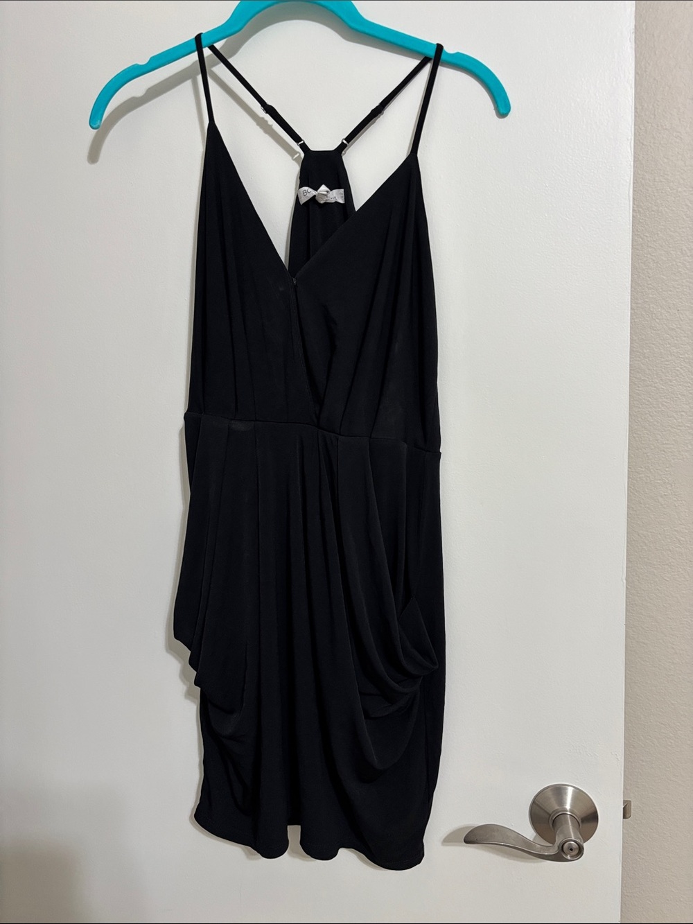 BCBGeneration Black Draped V-Neck Cocktail Dress